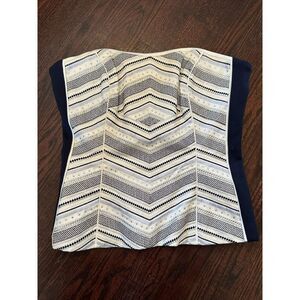 Stunning Blue and White Embroidered Corset Top Size 2